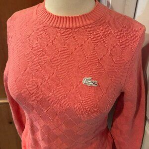 Vintage Izod Lacoste ARGYLE Pink Preppy Sweater